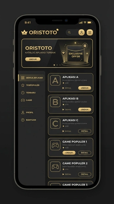 Tampilan katalog aplikasi oristoto