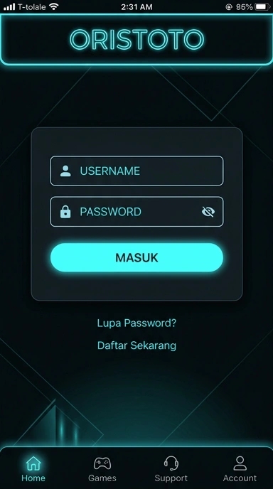 Tampilan halaman login oristoto